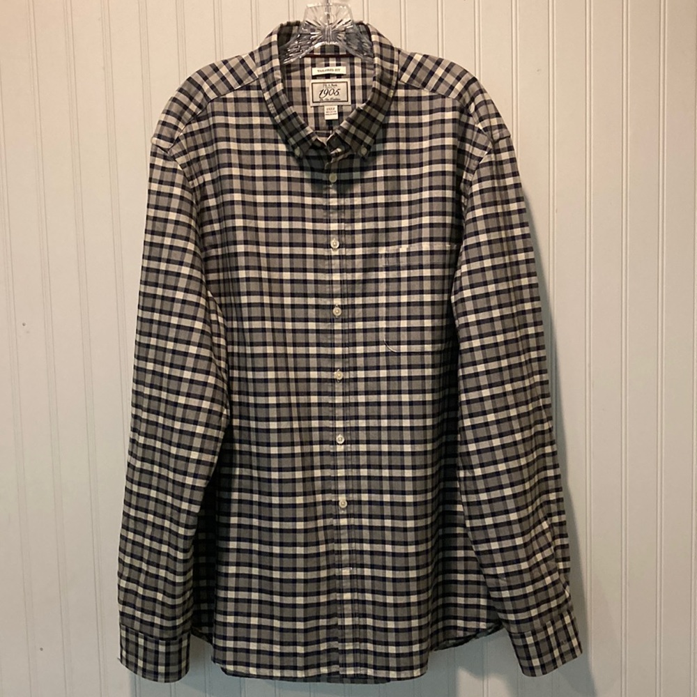 Jos A Bank 1905 Plaid Button Down Tailored Fit Shirt Size 2XLT